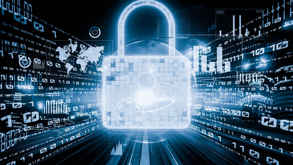 Cyber security and online data protection with tacit secured encryption software . Concept of smart digital transformation and technology disruption that changes global trends in new information era