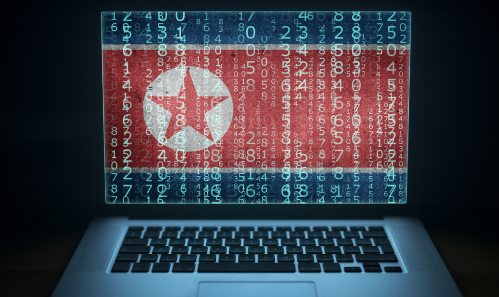 image of laptop with north korea flag