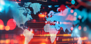 abstract global map with IT images - user experience